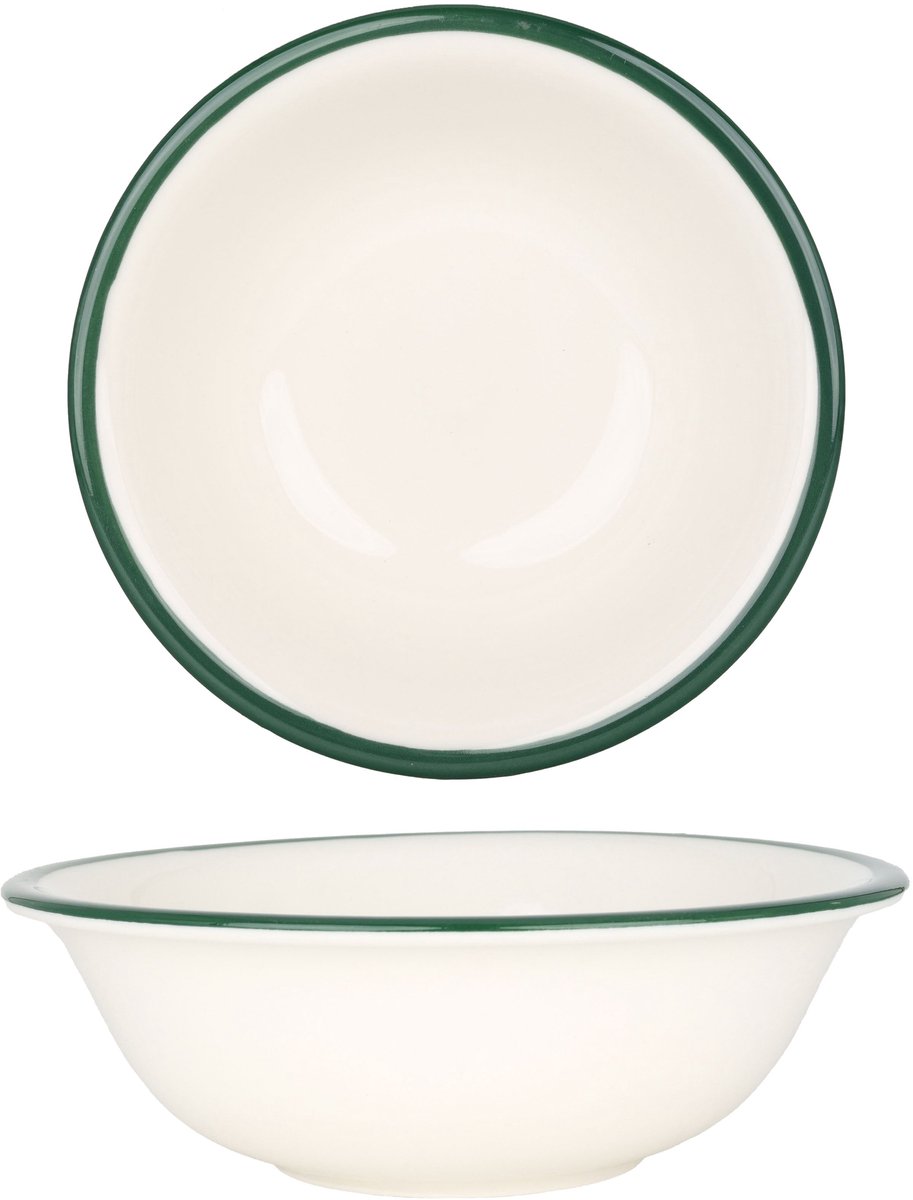 Rinart Kommetje - Green Edge - Porselein - 16 cm (400cc) - set van 6