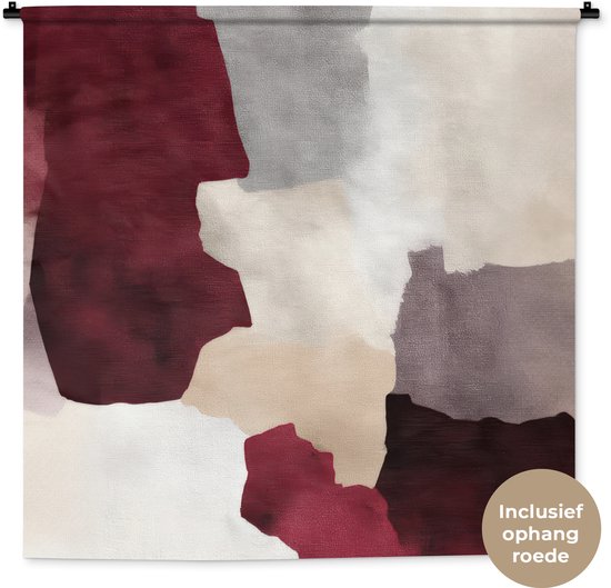 Tapisserie murale 120x120 cm - Toile murale abstraite - Boîtes colorées - Rouge - Tapisserie murale - Tapisseries