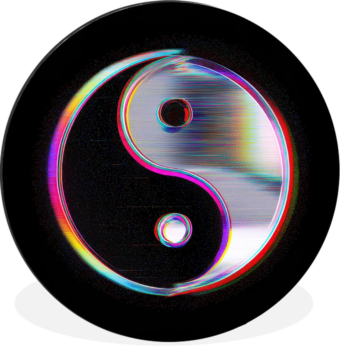 WallCircle Wandcirkel - Muurcirkel - Yin-Yang - Cirkel - Regenboog - Aluminium - Dibond - 30x30 cm - Binnen en Buiten Yin-Yang - Cirkel - Kleurrijk