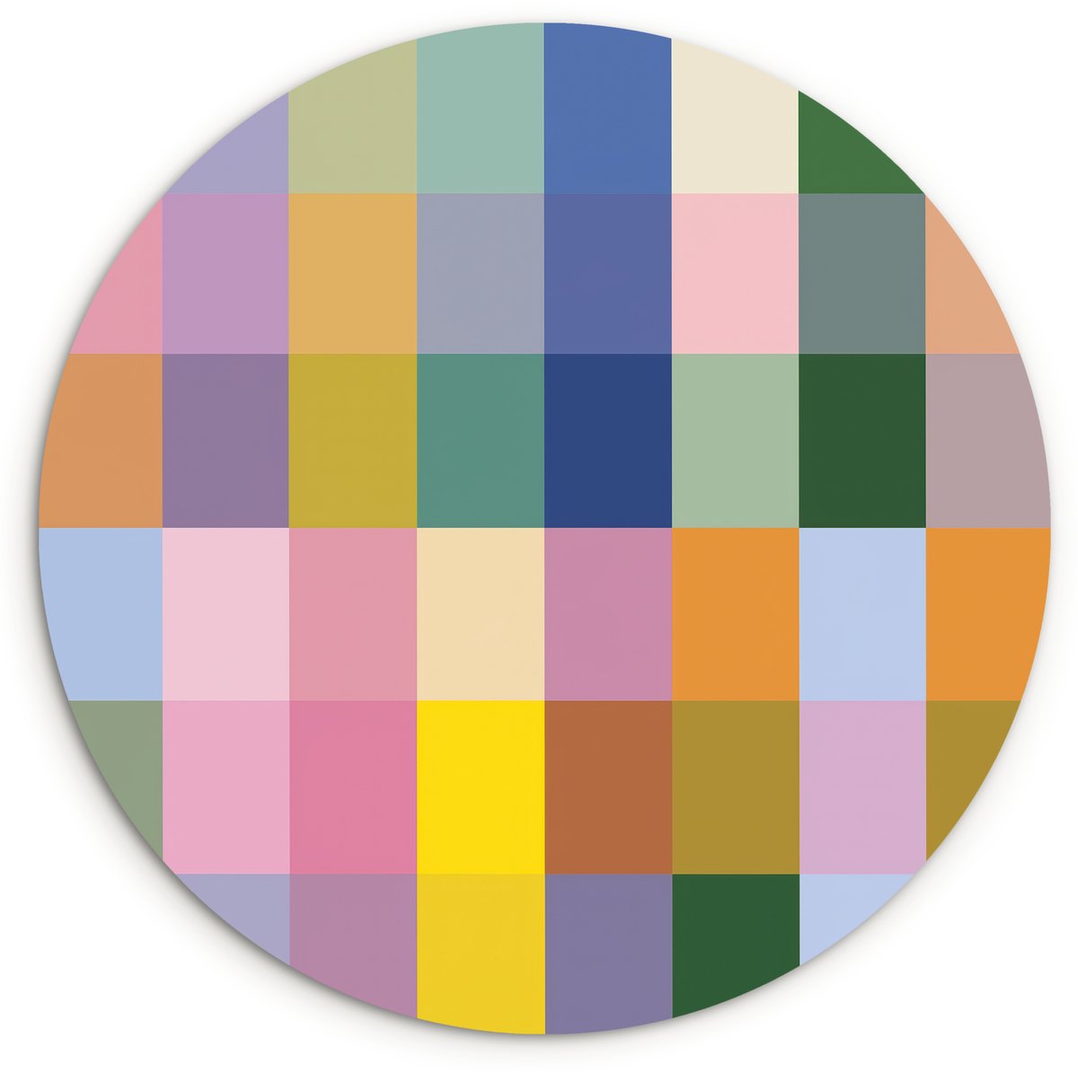 WallCircle Wandcirkel 120x120 cm - Muurcirkel Blokken - Vierkant - Patroon - Gekleurd - Muurdecoratie woonkamer - Wanddecoratie slaapkamer - Kamer decoratie accessoires - Ronde schilderijen