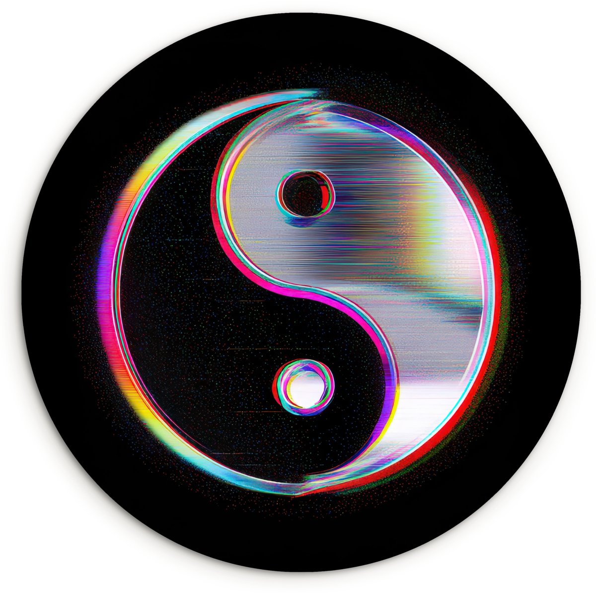 WallCircle Wandcirkel 150x150 cm - Muurcirkel Yin-Yang - Cirkel - Regenboog - Muurdecoratie woonkamer - Wanddecoratie slaapkamer - Kamer decoratie accessoires - Ronde schilderijen Yin-Yang - Cirkel - Kleurrijk