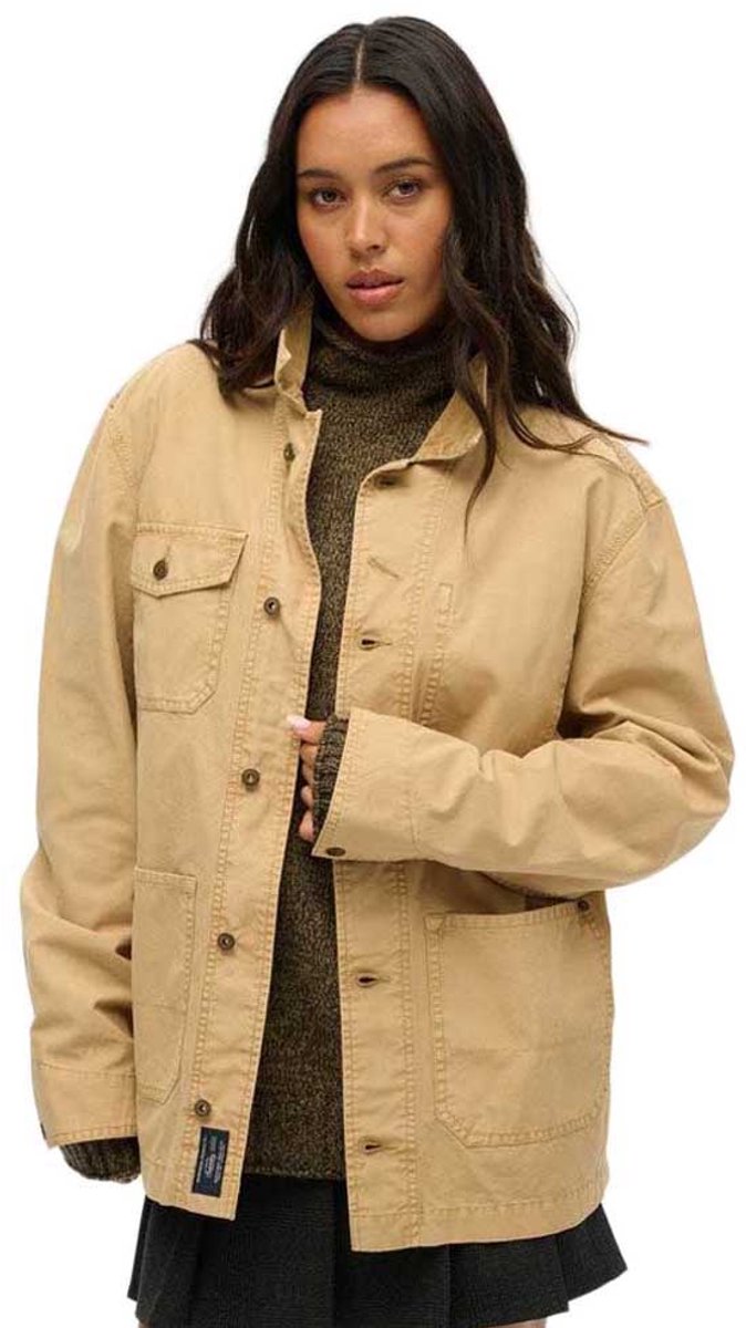Superdry Merchant Cotton Work Jas L Vrouw Beige