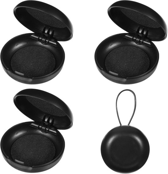 4-delige set: oordopjestas, doosje, oordopjesdoos, draagbare opbergdoos, universele tas voor in-ear oordopjes, ronde opbergdoos (zwart)