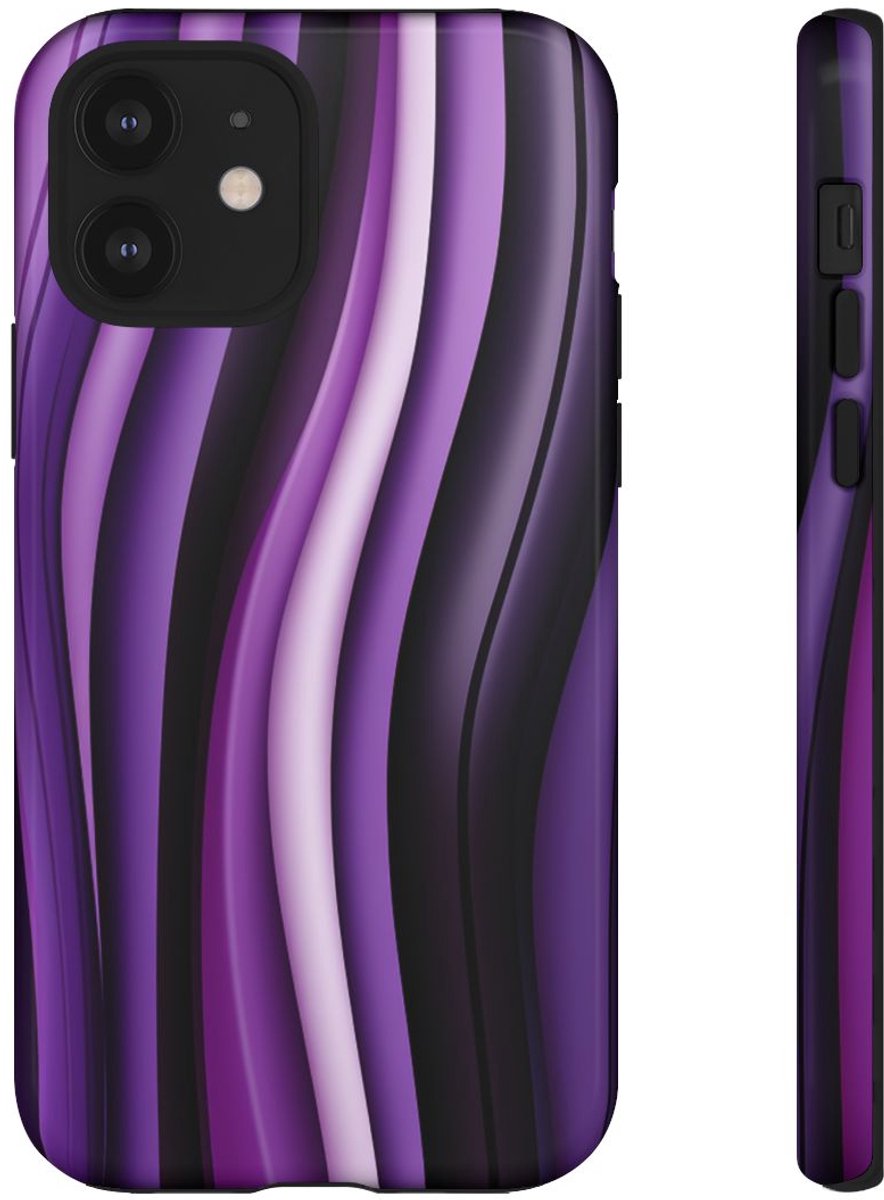 Paarse Golvende Strepen Abstract Ontwerp – Telefoonhoesje Geschikt voor iPhone 12