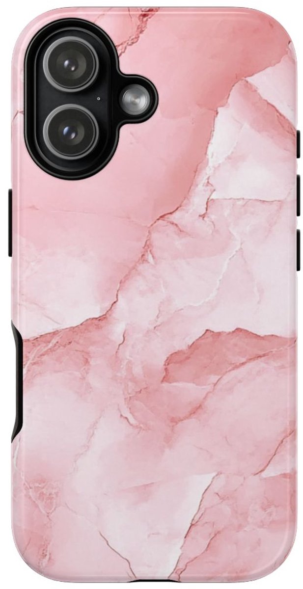 Roze Marmerstructuur met Glanzende Afwerking – Telefoonhoesje Geschikt voor iPhone 17