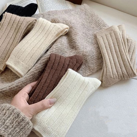 6 paires de chaussettes d'automne et d'hiver, chaussettes respirantes, chaussettes en laine cachemire pour femmes