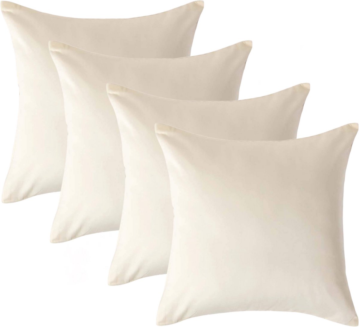 Homescapes Biologisch Kussensloop 40x40 cm – Set van 4 – Crème – 100% Egyptisch Katoen Satijn – Draaddichtheid 400