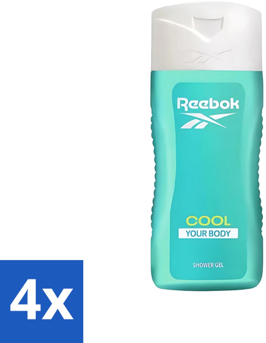 4 x Reebok - Cool Your Body - Douchegel - 400 ml - Douchegel - Menthol - Aloe Vera - Verkoelende Douchegel - Frisse Geur