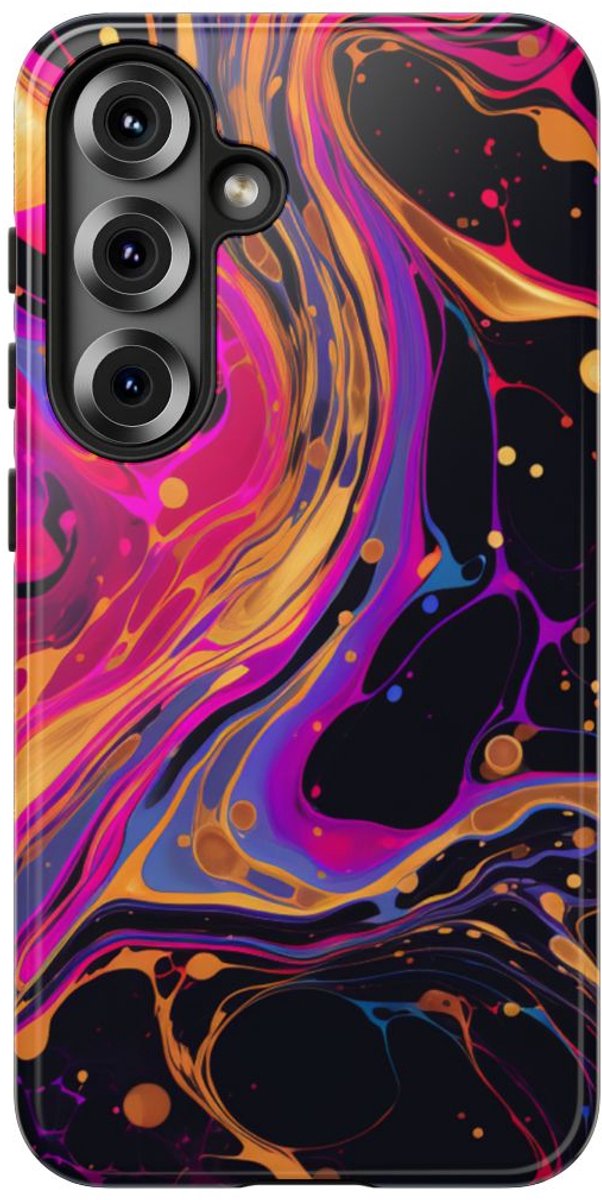 Psychedelisch Neon Marmerpatroon – Telefoonhoesje Geschikt voor Samsung Galaxy S25