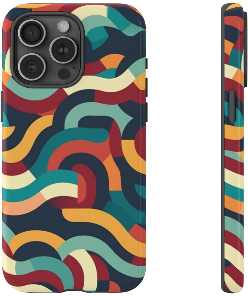 Kleurrijk Abstract Golvend Patroon – Telefoonhoesje Geschikt voor iPhone 15 Pro Max