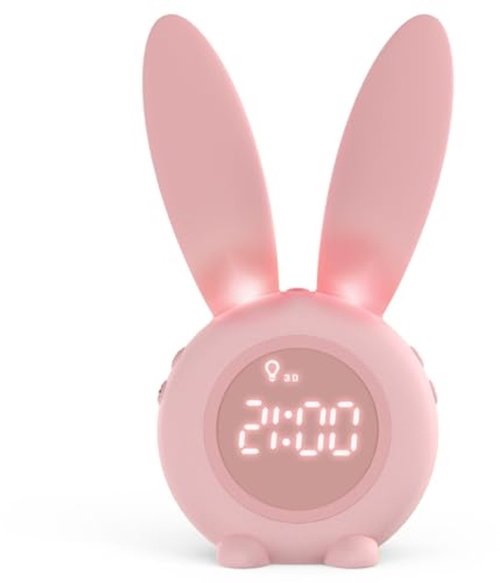 Lichtwekker voor Kinderen - Schattige Kinderwekker met Nachtlampje en Snooze-Functie - Creatief Cadeau voor Meisjes in Roze