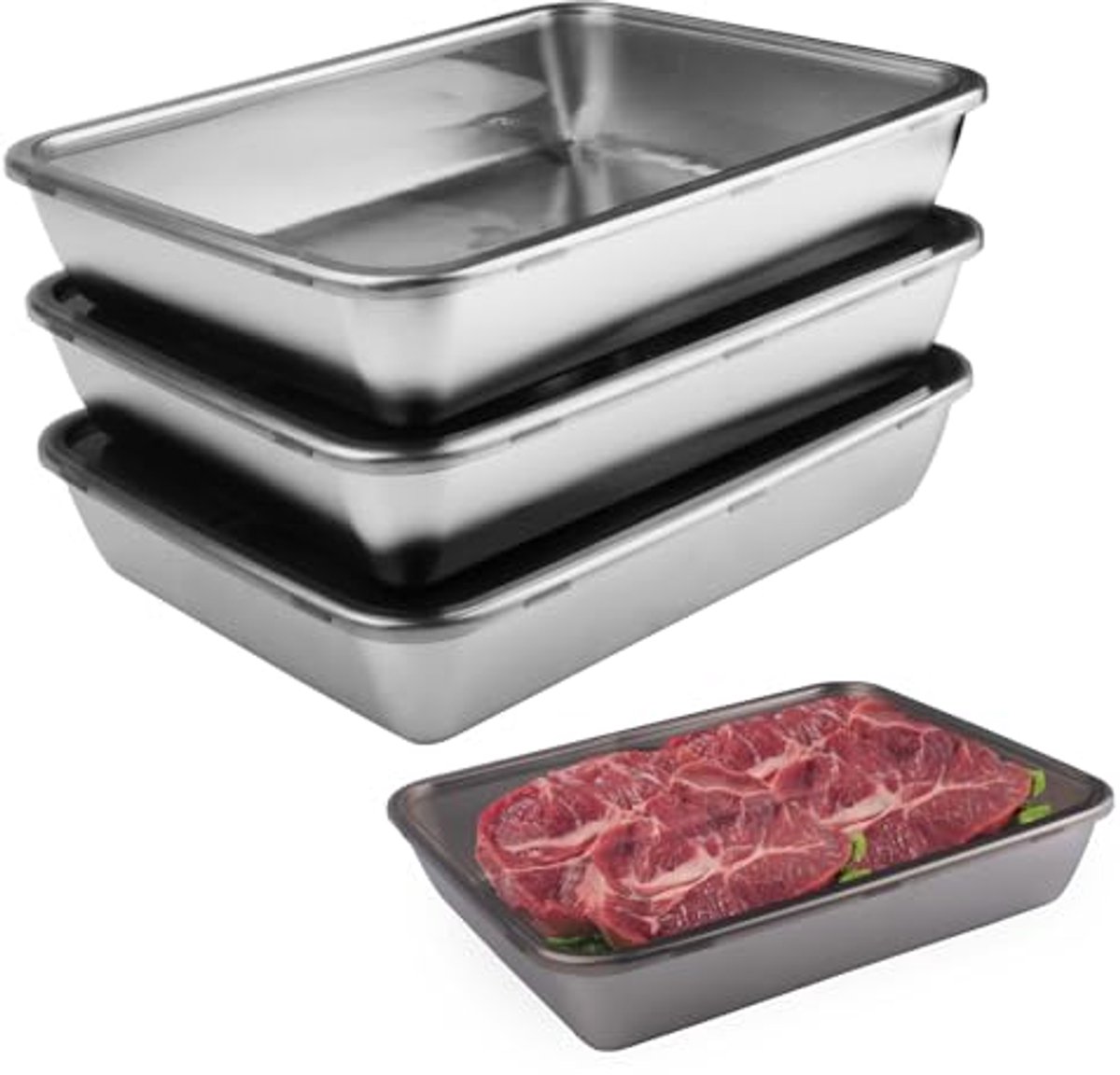 4 Stuks Roestvrij Stalen Meal Prep Dozen - BPA-vrij en Ovenveilig - 2000 ml