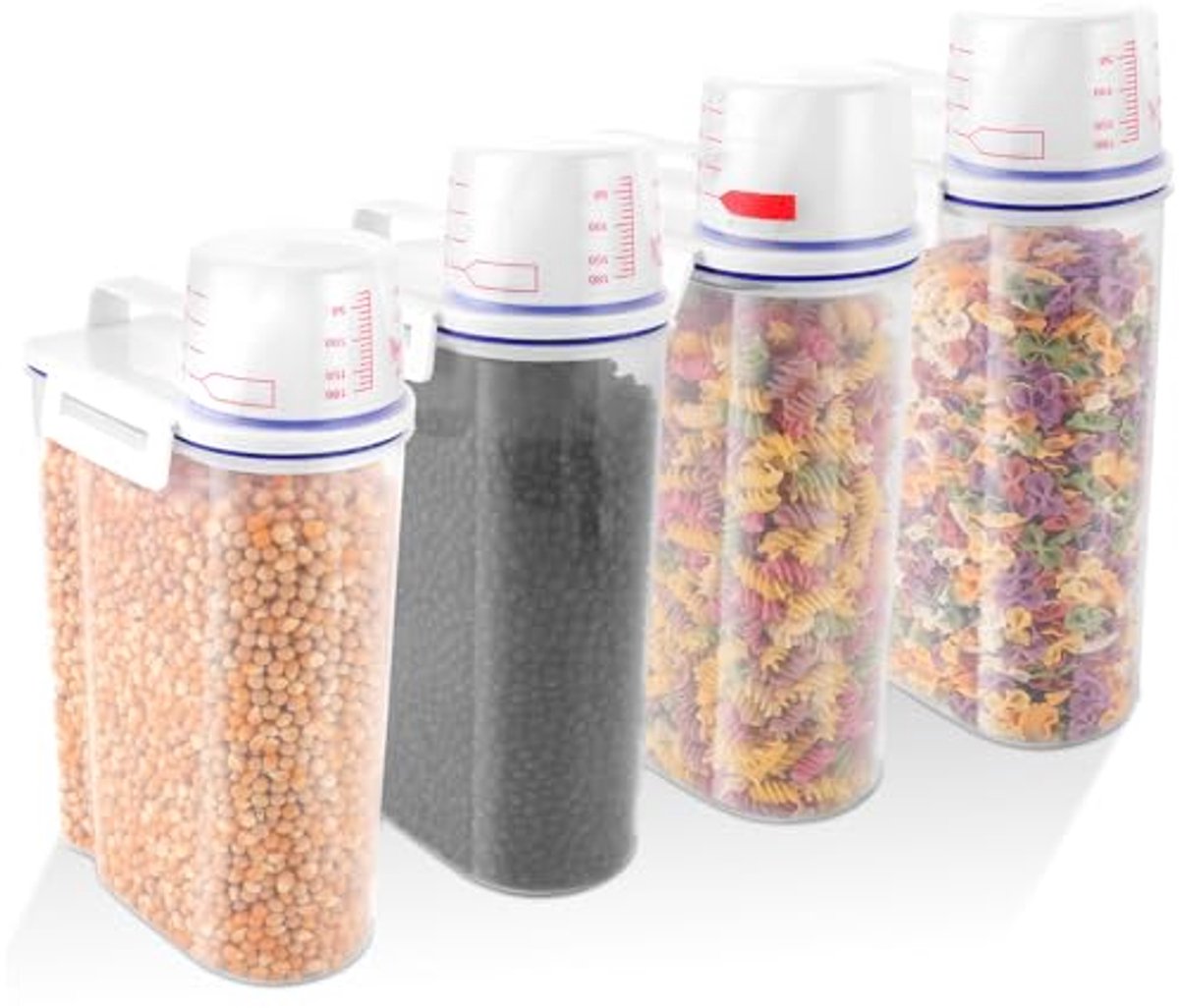 Image of 4 Stuks Luchtdichte Muesliopbergcontainers - 2,5 L Keuken Organizers voor Droogvoer