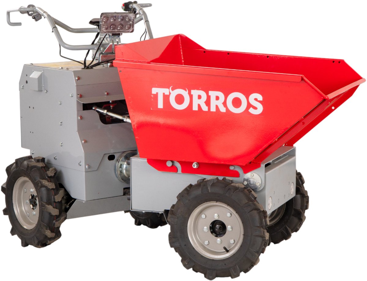 Elektrische knikdumper 4x4 wielaandrijving 350kg 158 l hydraulisch kippen, batterij 48V Torros MED303HK
