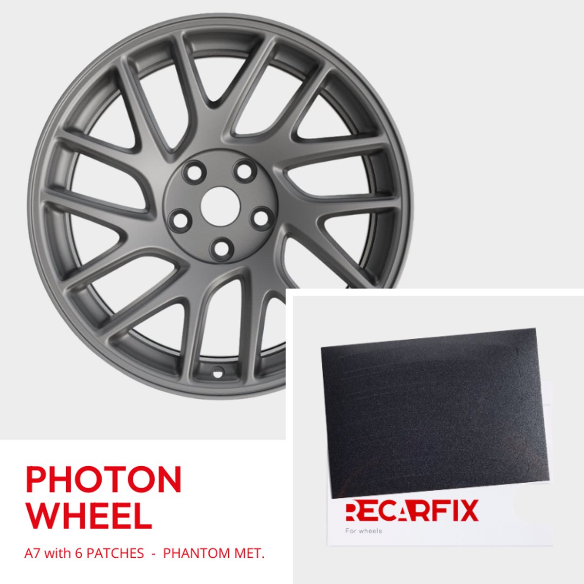 Tesla Model 3 Photon Wheels - velgschade patch Phantom Metallic