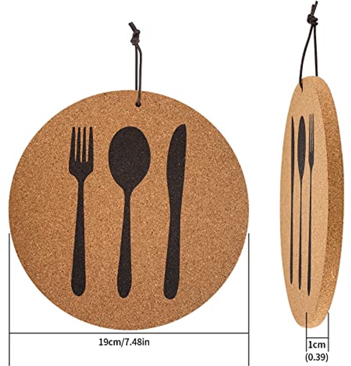 Set van 2 Onderzetters van Kurk – Hittebestendig en Antislip – 19 cm Diameter