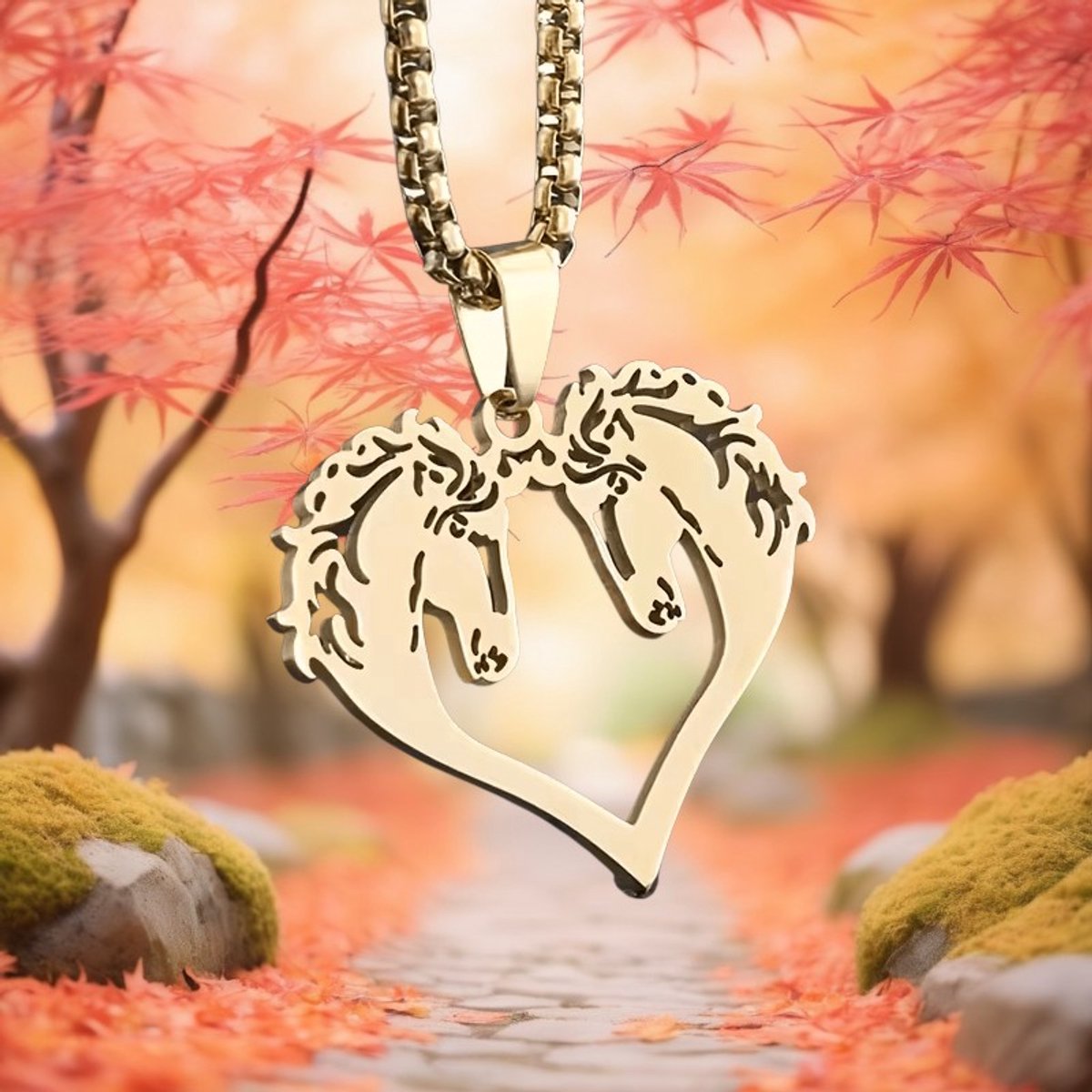 My Sweet Romance® - Ketting met 2 Paarden - Goudkleurig