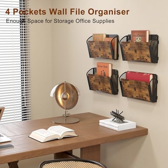 Houten Wandorganizer Met 2 Vakken – Ophangbare Brieven- En Tijdschriftenhouder Voor Kantoor, Studie Of Woonkamer, Stevig Melamine Bord