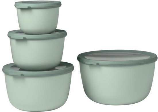 Mepal - Coffret de conservation alimentaire Multikom Cirqula - 500 + 1000 + 2000 + 3000 ml - Rond - Sauge nordique