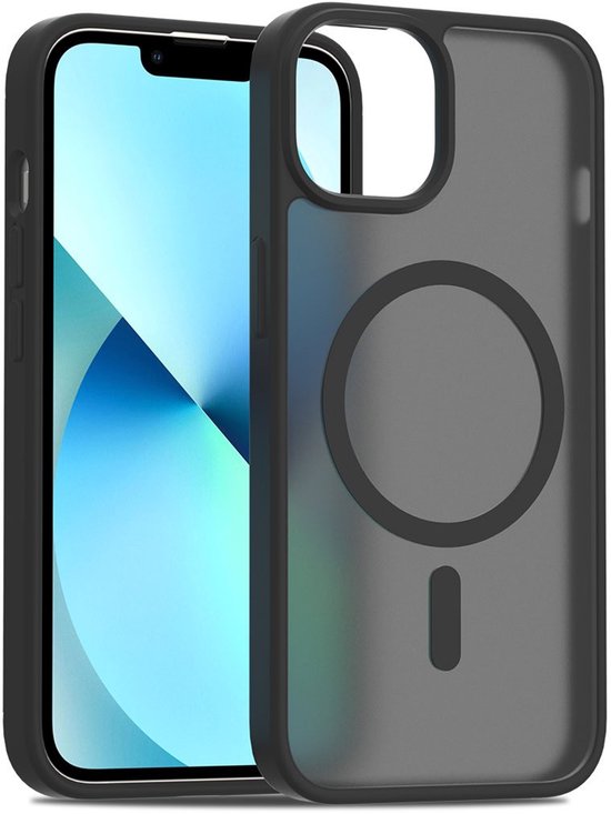Solidenz Hoesje - Geschikt voor iPhone 14 / 13 - FrostMag Backcover geschikt voor MagSafe - Zwart