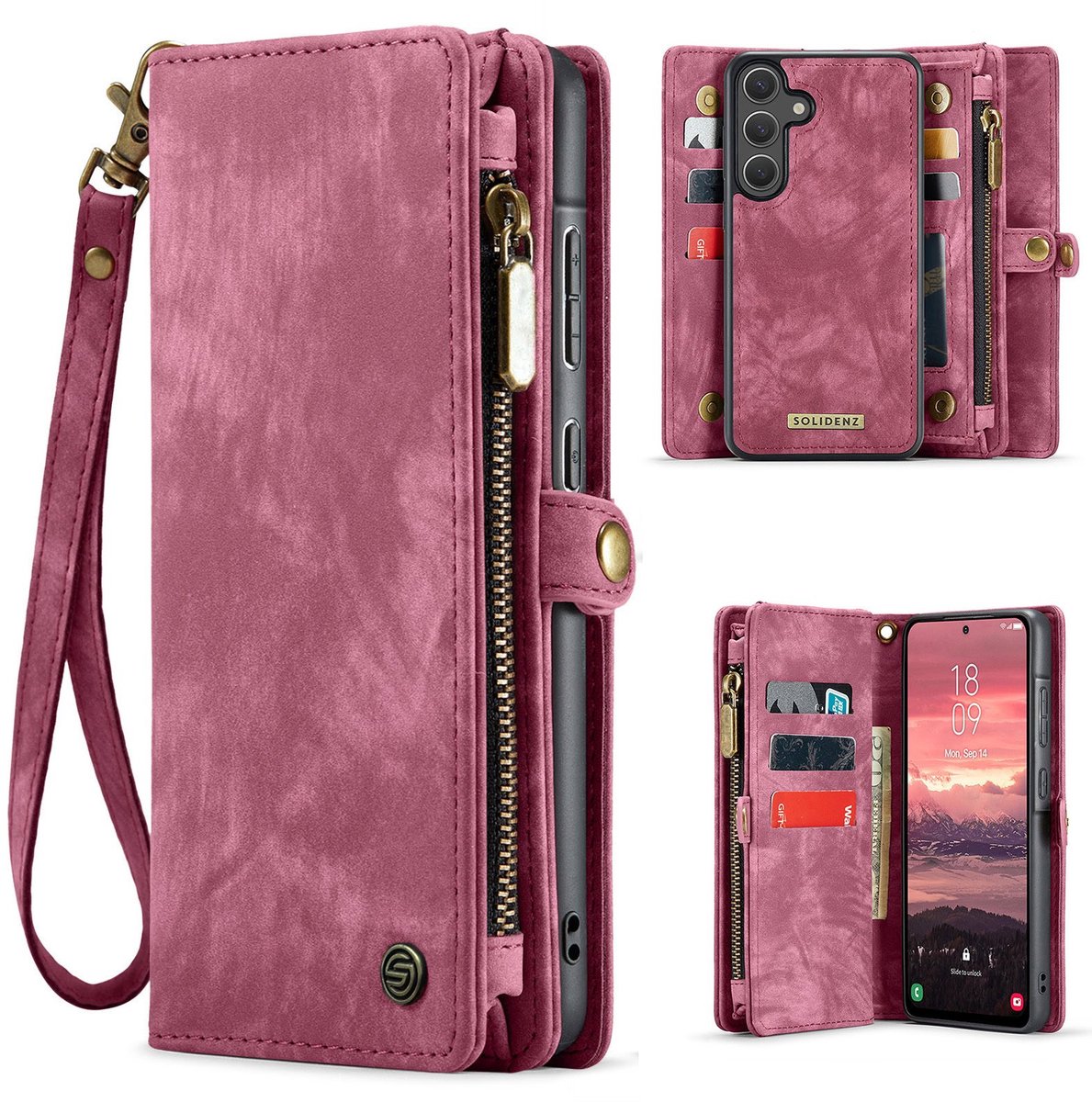 Solidenz Hoesje - Geschikt voor Samsung Galaxy S25 - Urban Wallet - Rood