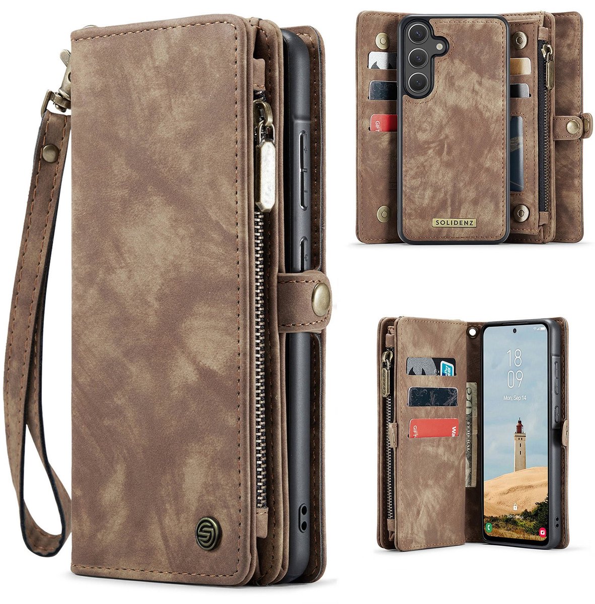 Solidenz Hoesje - Geschikt voor Samsung Galaxy S25 - Urban Wallet - Bruin