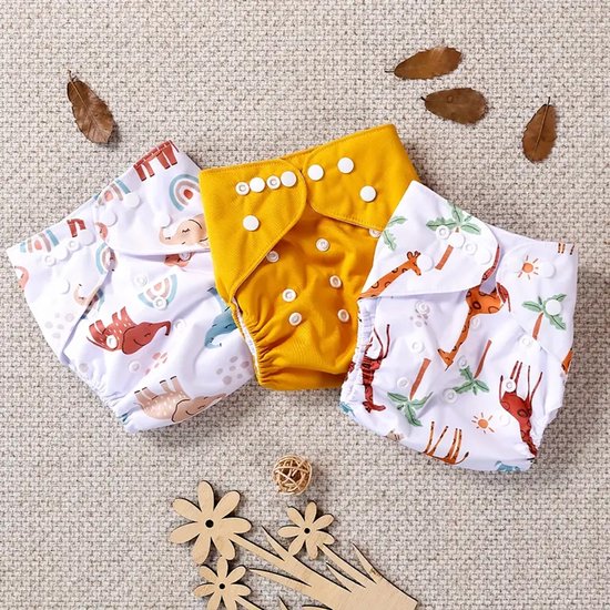 DW4Trading Couches de bain ajustables Africa 3 pièces jusqu'à 2 ans lavables 5 à 15 kg - Culottes de bain réutilisables