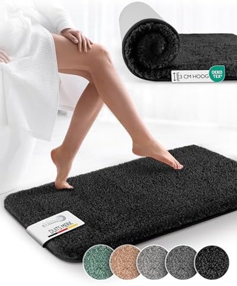 Hoogpolige Badmat Antislip 100x60 cm - Zachte Microvezel Douchemat Geschikt voor Vloerverw