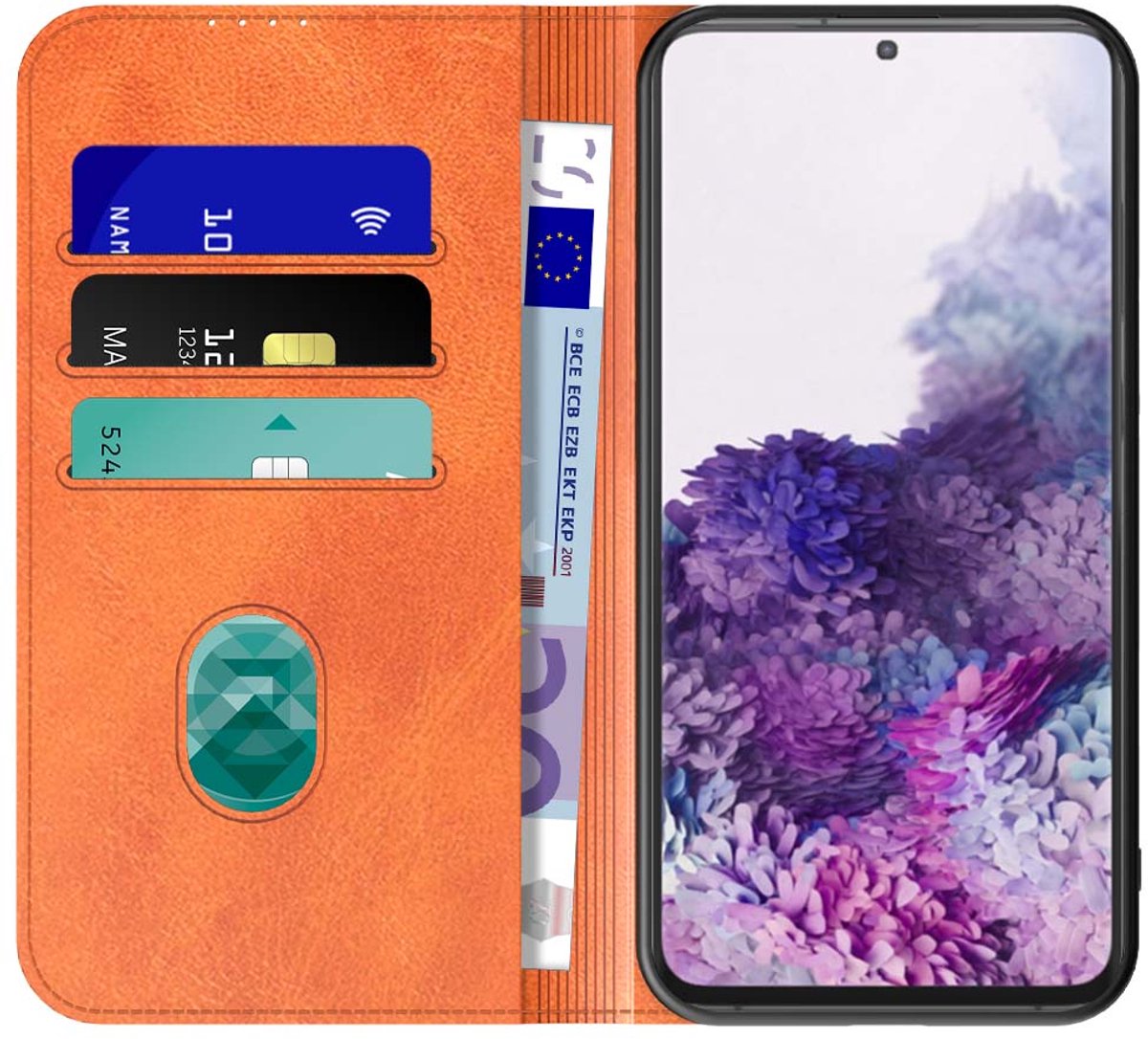 Geschikt voor Samsung Galaxy S20 Plus Telefoonhoesje Bruin Kunstleer Met Magnetische Sluiting - Portemonnee BookCase Met Pasjeshouder - ProtX