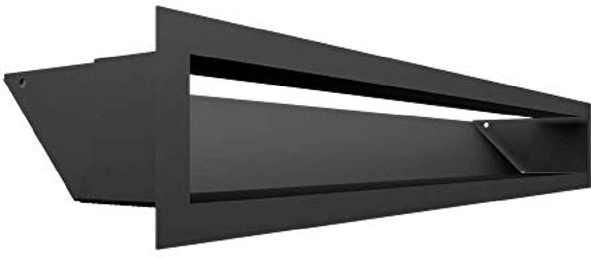 Ventilatierooster 9 x 60 cm | Warmeluchtrooster | Zwart | Uitlaatrooster voor schoorsteenventilatie | Luchtinlaat 45 graden | Oververhittingsbestendig