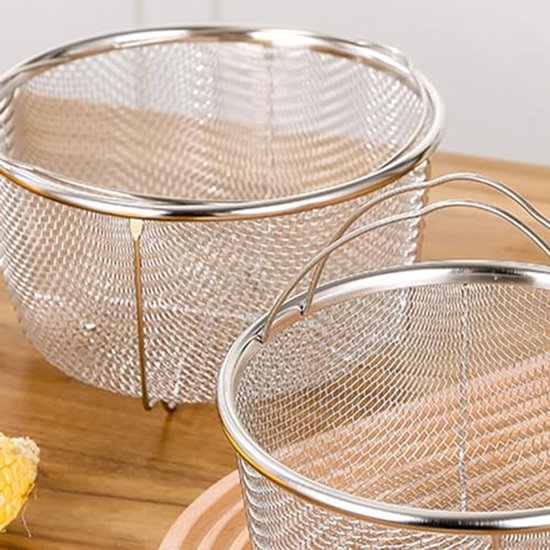 Mesh Steam Basket, Stainless Steel Steam Basket with Oil Filter Heat Resistant Steam Basket for Cooking Kitchen (20cm) — afbeelding 4