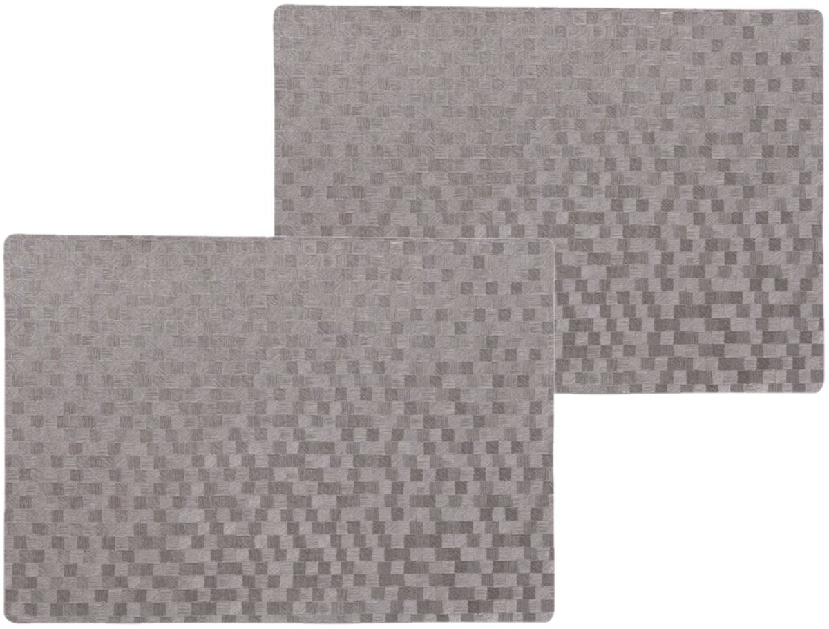 Wicotex luxe tafel placemats Stones - 10x stuks - PVC - grijs - 30 x 43 cm - met anti slip - en PU coating - Onderleggers