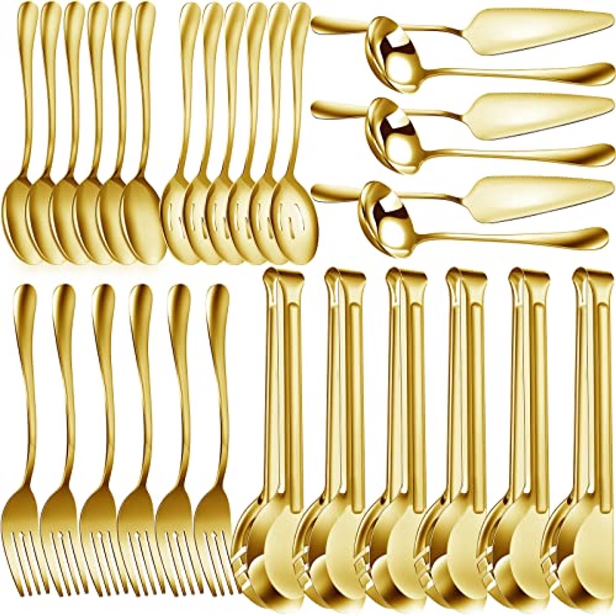 Gouden 30-delige serveerset van roestvrij staal voor buffet en feesten