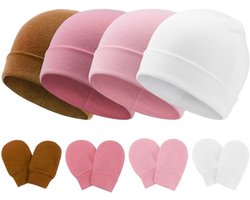 Pasgeboren Baby Muts en Handschoenen voor 0-6 maanden – Zacht Katoen Jongen Meisje