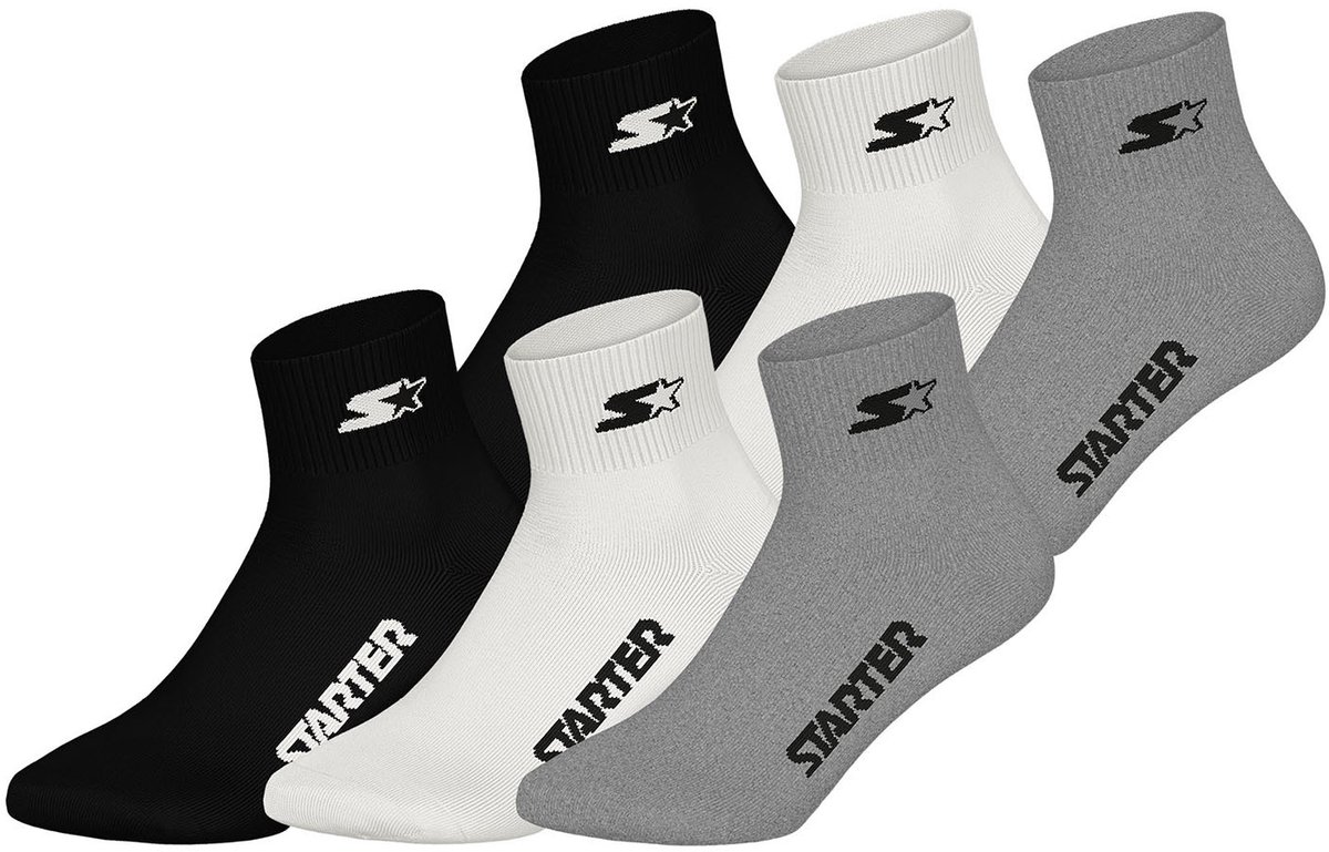 STARTER Quarter Socks - 6-pack - Grijs/Wit/Zwart - Maat 35/38