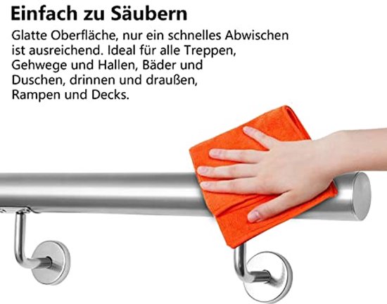 Trapleuning - 71cm Tussen De Palen - Anti Slip - Balustrade - Binnen En Buiten Houders Leuningen Voor Trappen Staal Met Trapleuninghouders