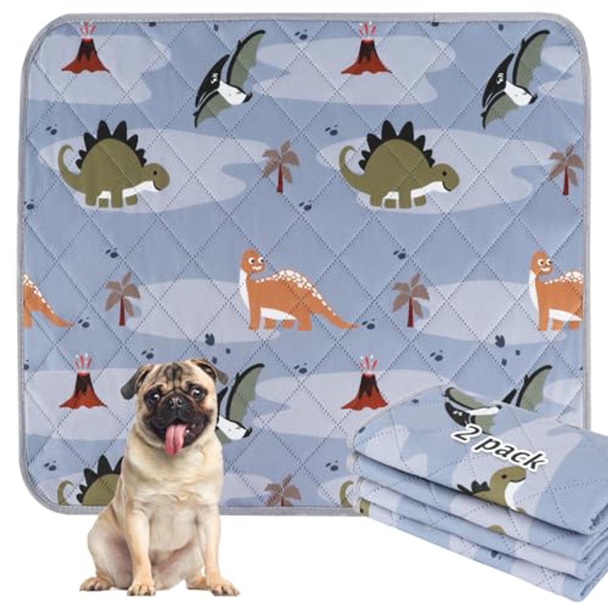 Wasbare Hond Plakmatten - Herbruikbare Lekvrije Puppy Training Pads (90x60cm, Grijs)