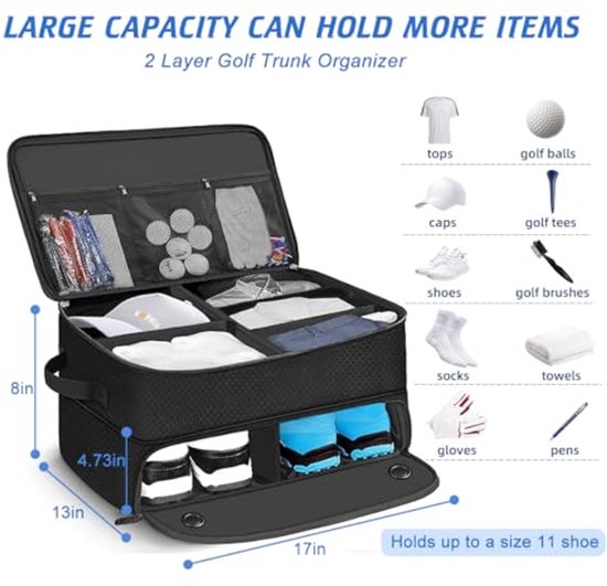 Opvouwbare Golf Trunk Organizer met Compartiment voor Schoenen - Waterdichte Golfaccessoires Opbergtas van Merkloos — afbeelding 5