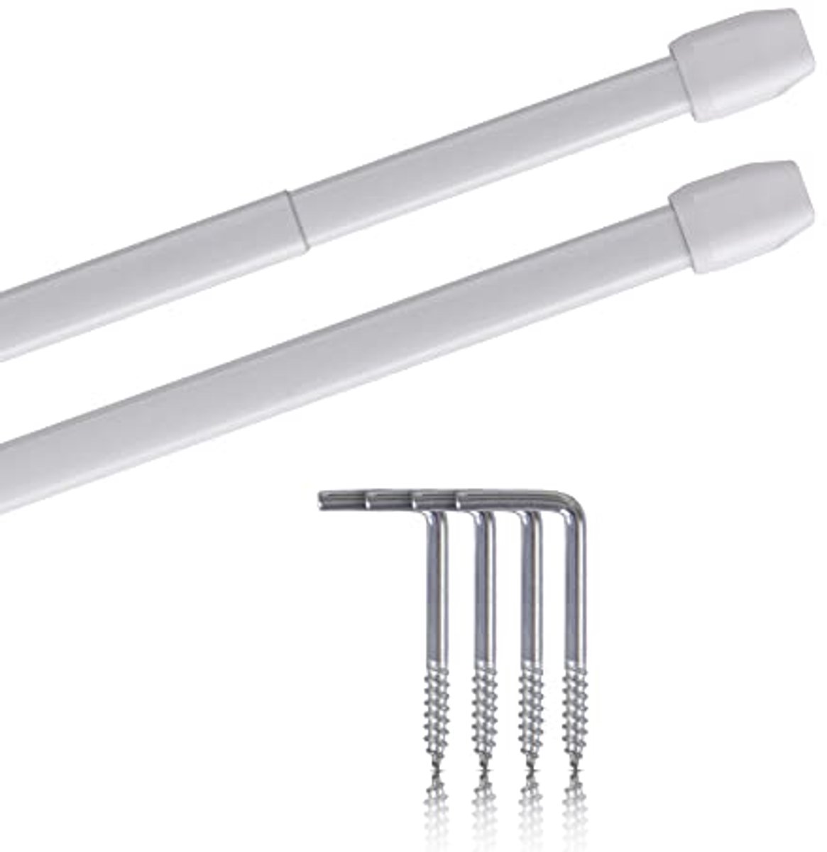 Uittrekbare Vitragestangen Set van 2 voor Gordijnen - Wit, 60-90 cm