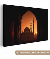 Tableau sur toile 120x80 cm - Décoration murale exclusive Mosquée - Ciel Oranje - Style islamique - Décoration murale murale salon - Décoration chambre - Accessoires de décoration - Peintures sur toile