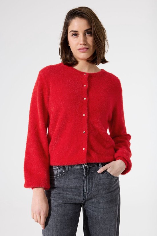 Gilet uni rouge à manches longues pour femme GARCIA