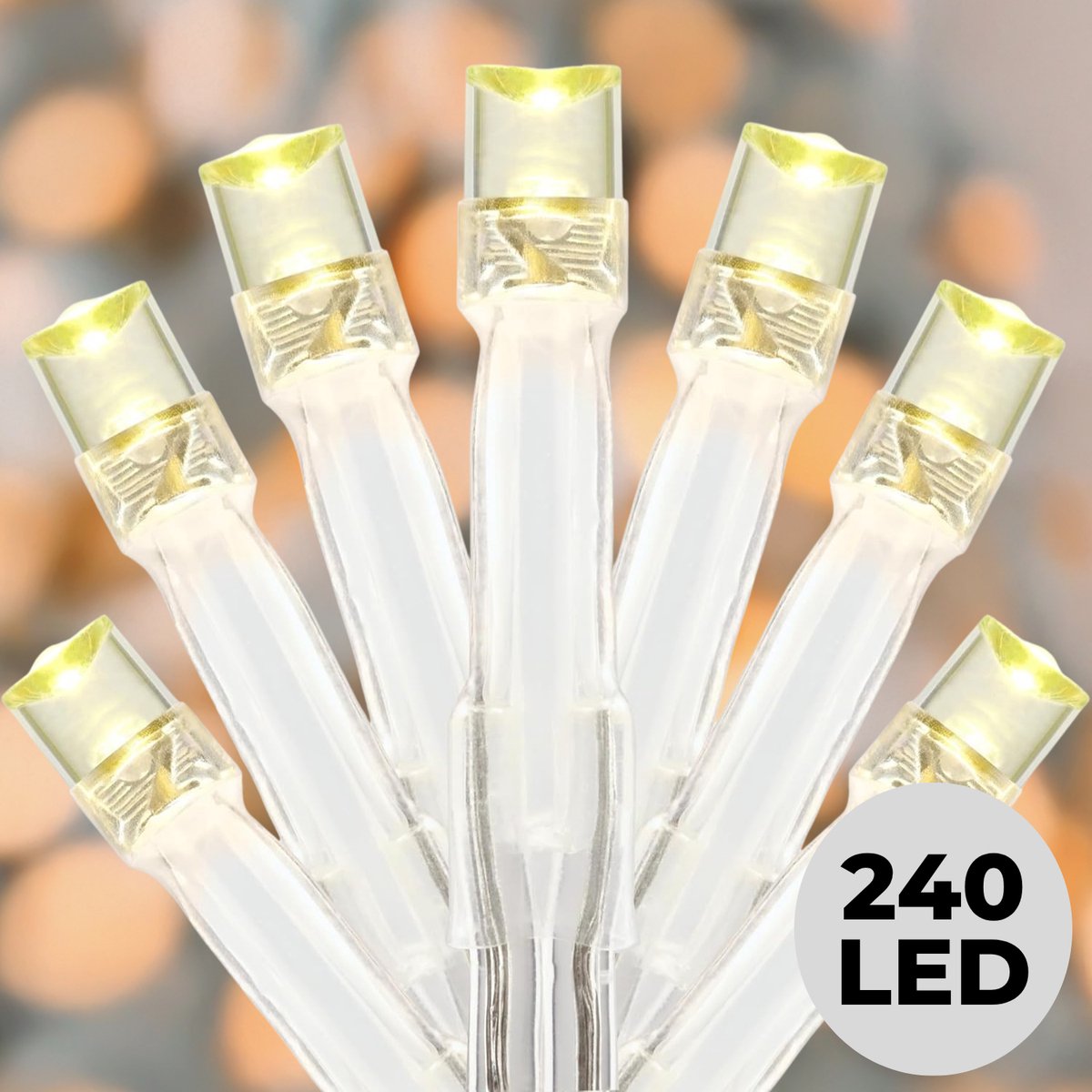 Lomera Kerstverlichting - Kerstlampjes - Kerstboomverlichting - LED Verlichting - 240 LED - Lichtfuncties - Timer Functie - 18 Meter Lichtsnoer - Transparant Snoer - Warm Wit Licht - Binnen en Buiten - Energiezuinig - Ip44 Adapter - Feestverlichting