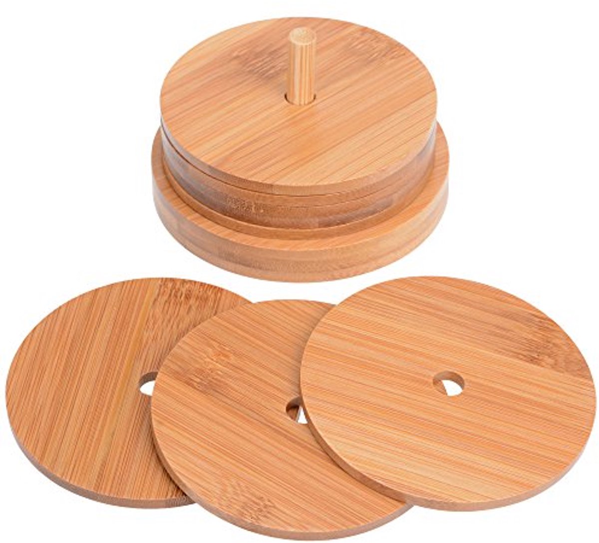 Bamboe onderzetters set van 8 stuks met houder