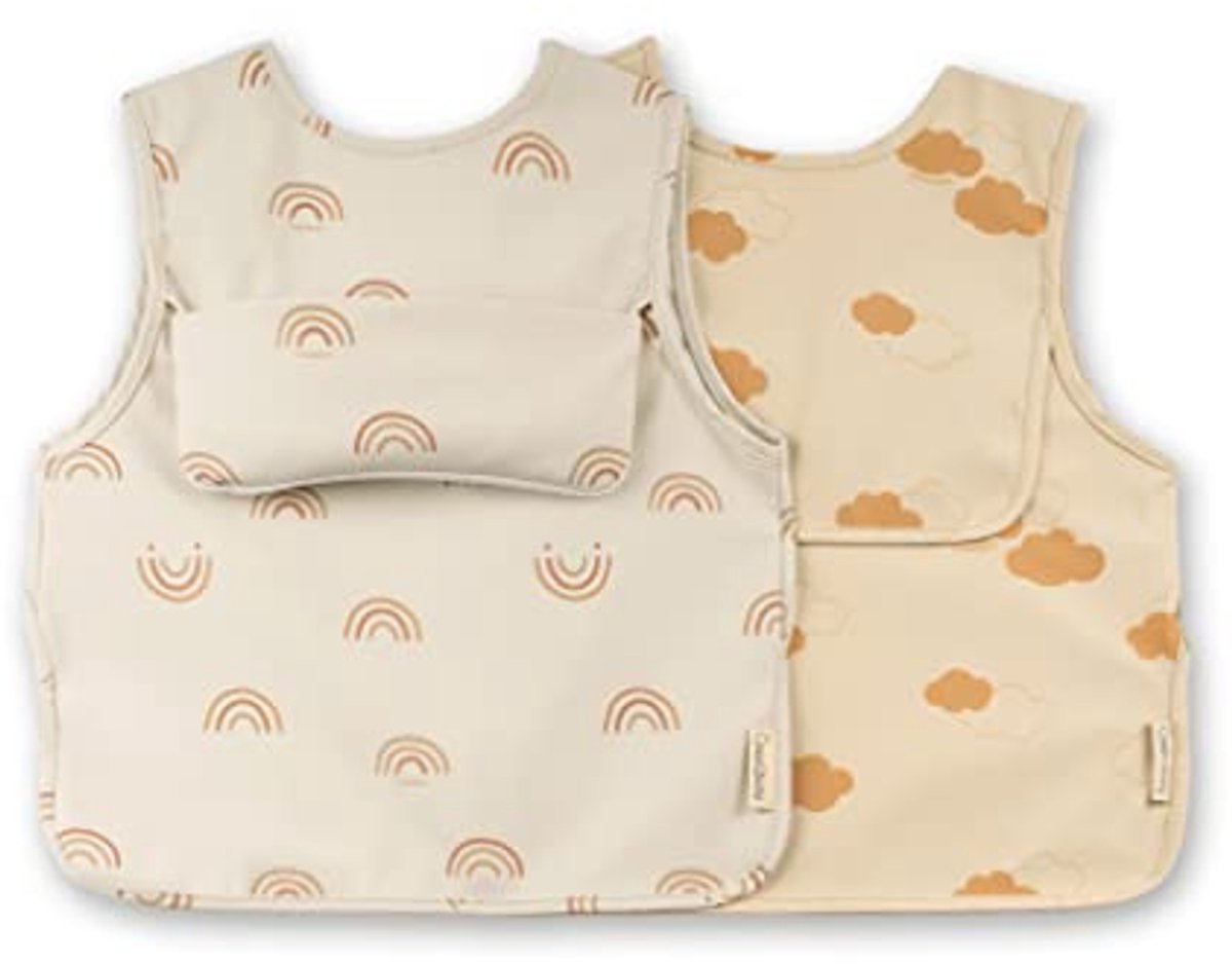 Image of 2-Pack Slabbetjes voor Baby's en Peuters, Waterdicht, Langsleevens, Oeko-Tex