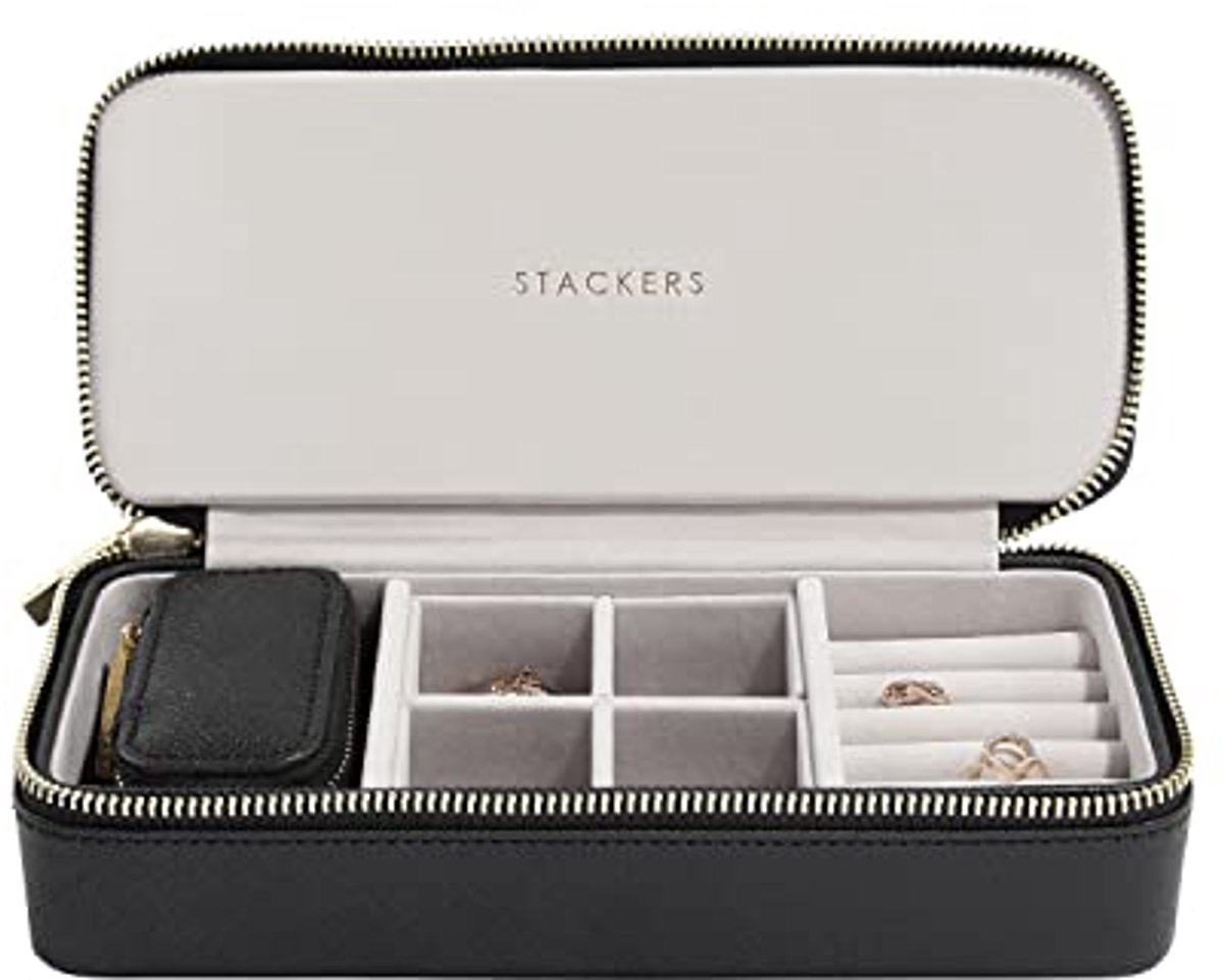 Luxe Sieradenbox voor Reizen met Champagne Gouden Accenten - Compact en Stijlvol