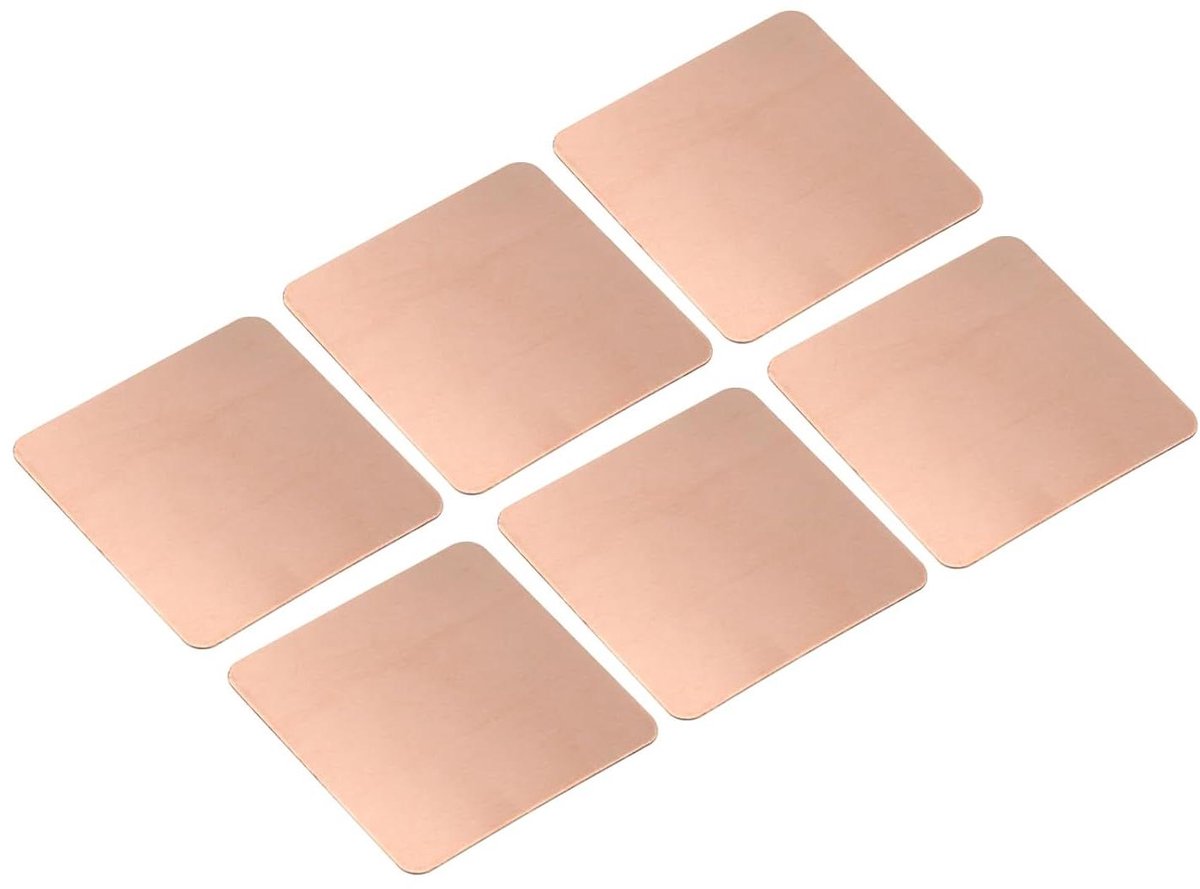 Allecto Plus - 6 stuks koperen koellichaam pads voor elektronische chipkoeling