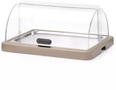 Vitrine réfrigérée HENDI avec couvercle roulant - 46 x 35,5 x 22 cm - ABS, PET et acier inoxydable - beige - refroidissement pour buffet