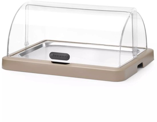 HENDI Koelvitrine met roldeksel - 46x35,5x22 cm - ABS, PET en rvs - beige - koelen voor buffet
