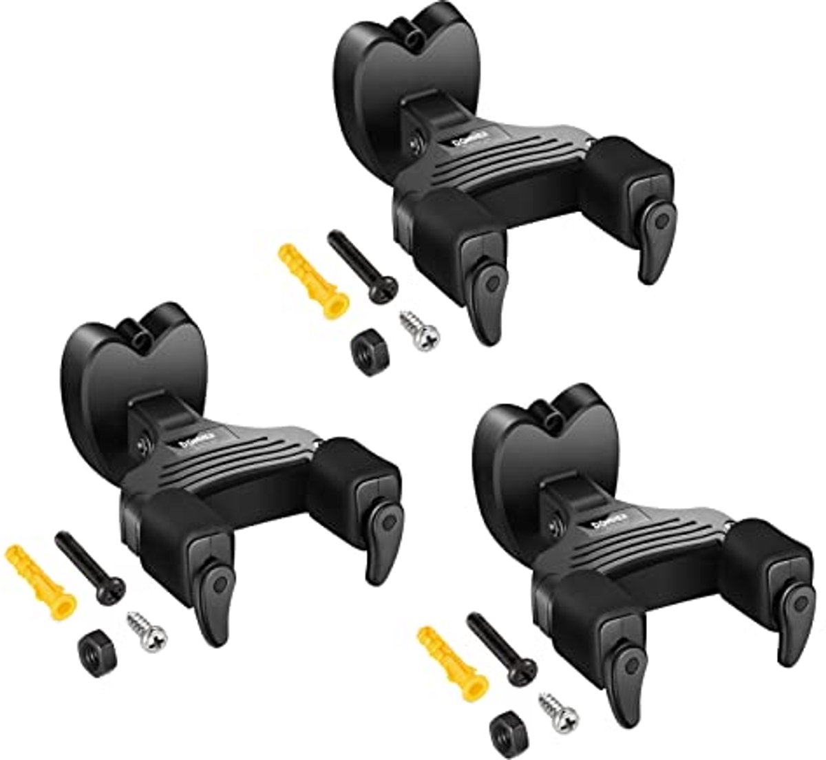 Gitaar Muurbevestiging met Auto Lock - 3-Pack - Ideaal voor Gitaar, Bas, Banjo en Mandoline