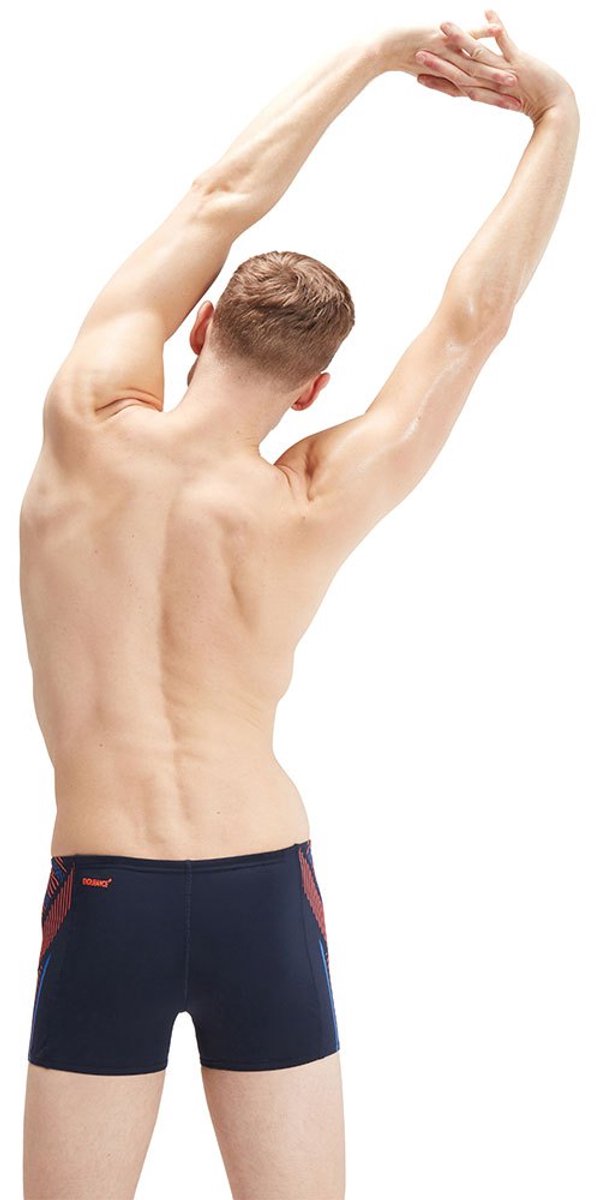 Speedo Mens Tech Panel Aquashort True Navy/Volcanic Orange/True Cobalt — afbeelding 2
